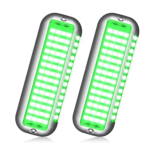BASIKER BS4 Marine LED Boat Light (2x3000LM 84LED, 180°), 10-36V, 316 Stainless Steel, IP68, Air or Underwater, Surface Mount for Cruise Ships, Yachts, Boats, Sailboat, Pontoon, Transom (Green)