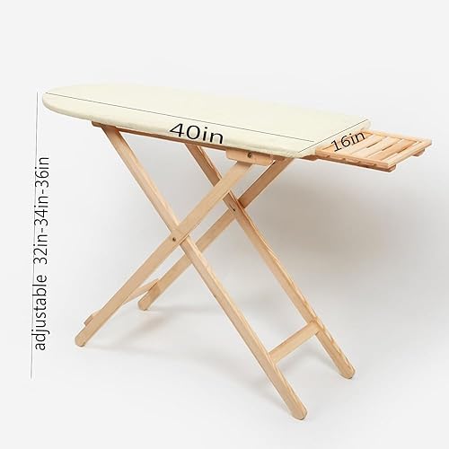 Miniatura 8 de Premium Solid Wood Ironing Board - Adjustable Height with Foam Pad & Cotton Cover for Home Use