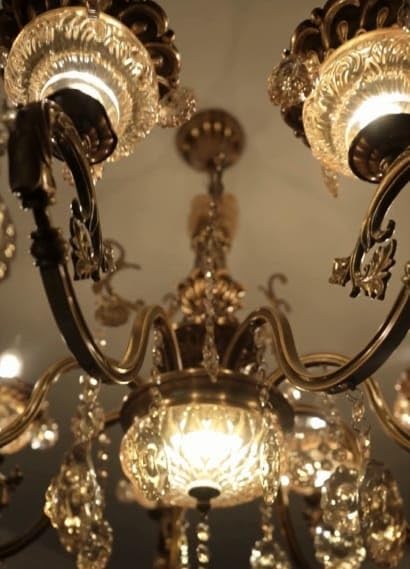 Image of Modern Contemporary Glass Chandelier Ceiling Lighting Lamp Hanging Chandelier, 6-Light Antique Gold Finish Light with Bulbs