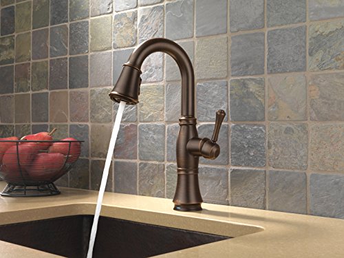 Delta Faucet Cassidy Bar Faucet Oil Rubbed Bronze, Bar Sink Faucet Single Hole, Wet Bar Faucets With Pull Down Sprayer, Prep Sink Faucet, Delta Touch2O Technology, Venetian Bronze 9997T-Rb-Dst #TOP3