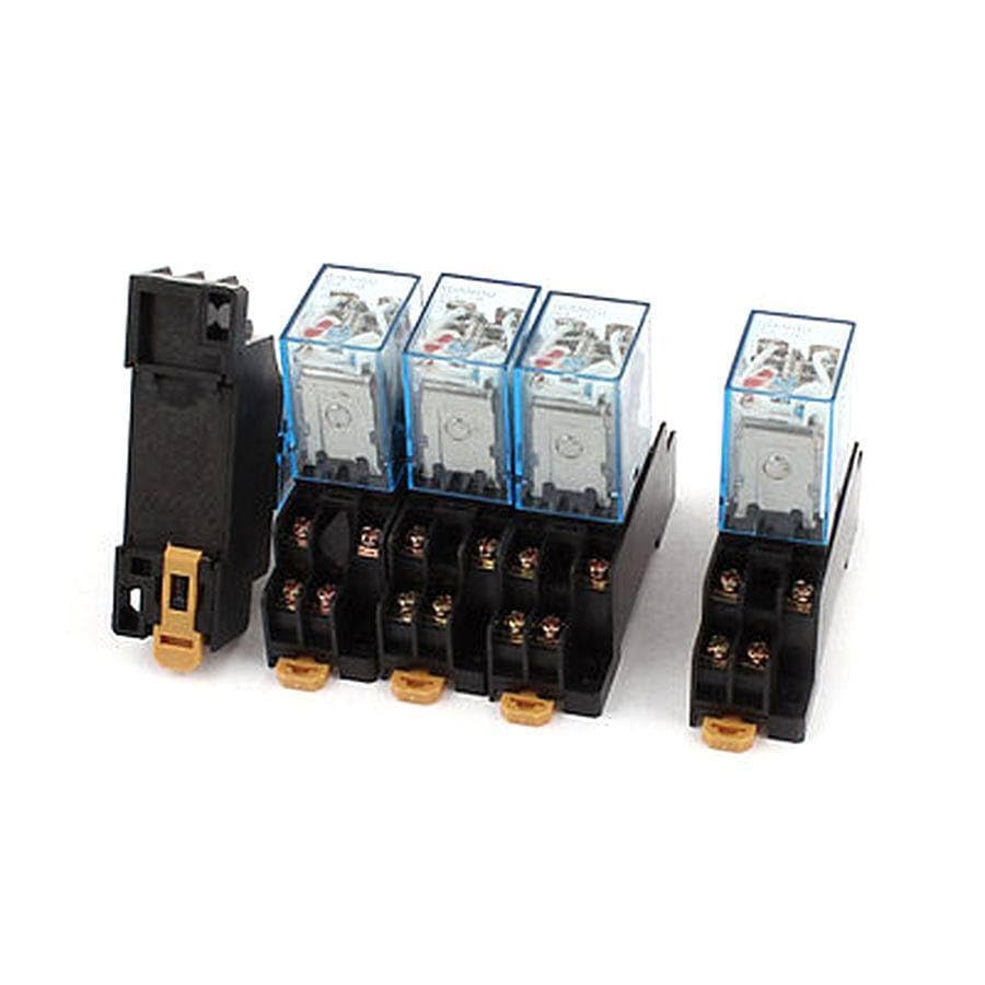 5 Pcs AC 220V-240V DPDT 8 Pins Red LED Power Relay w Socket Base