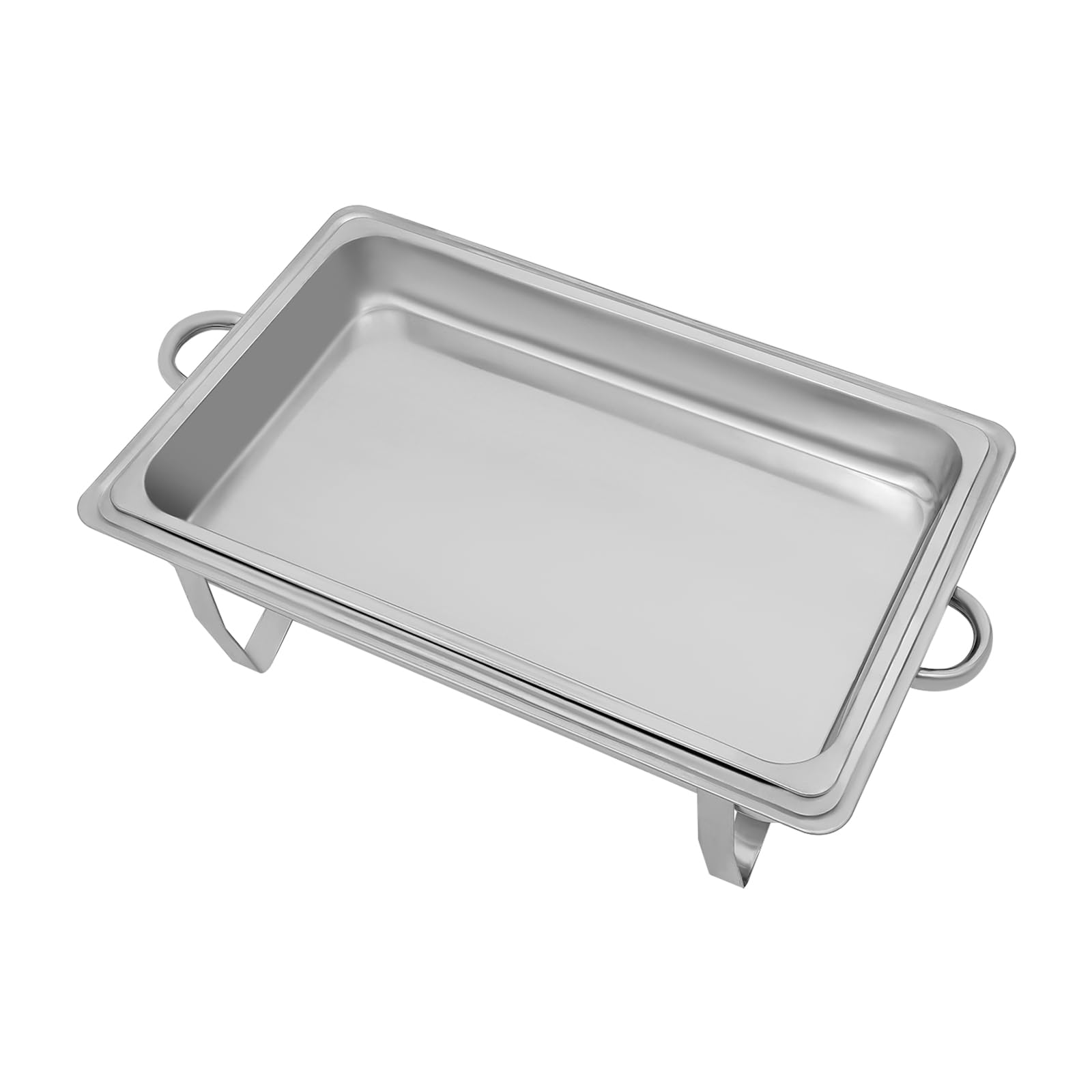 Chafing Dish, scaldavivande in acciaio inox, contenitore per mantenere il calore, con 2 contenitori per pasta combustibile per chafing, grandi cucine, catering, buffet e feste, argento Una griglia