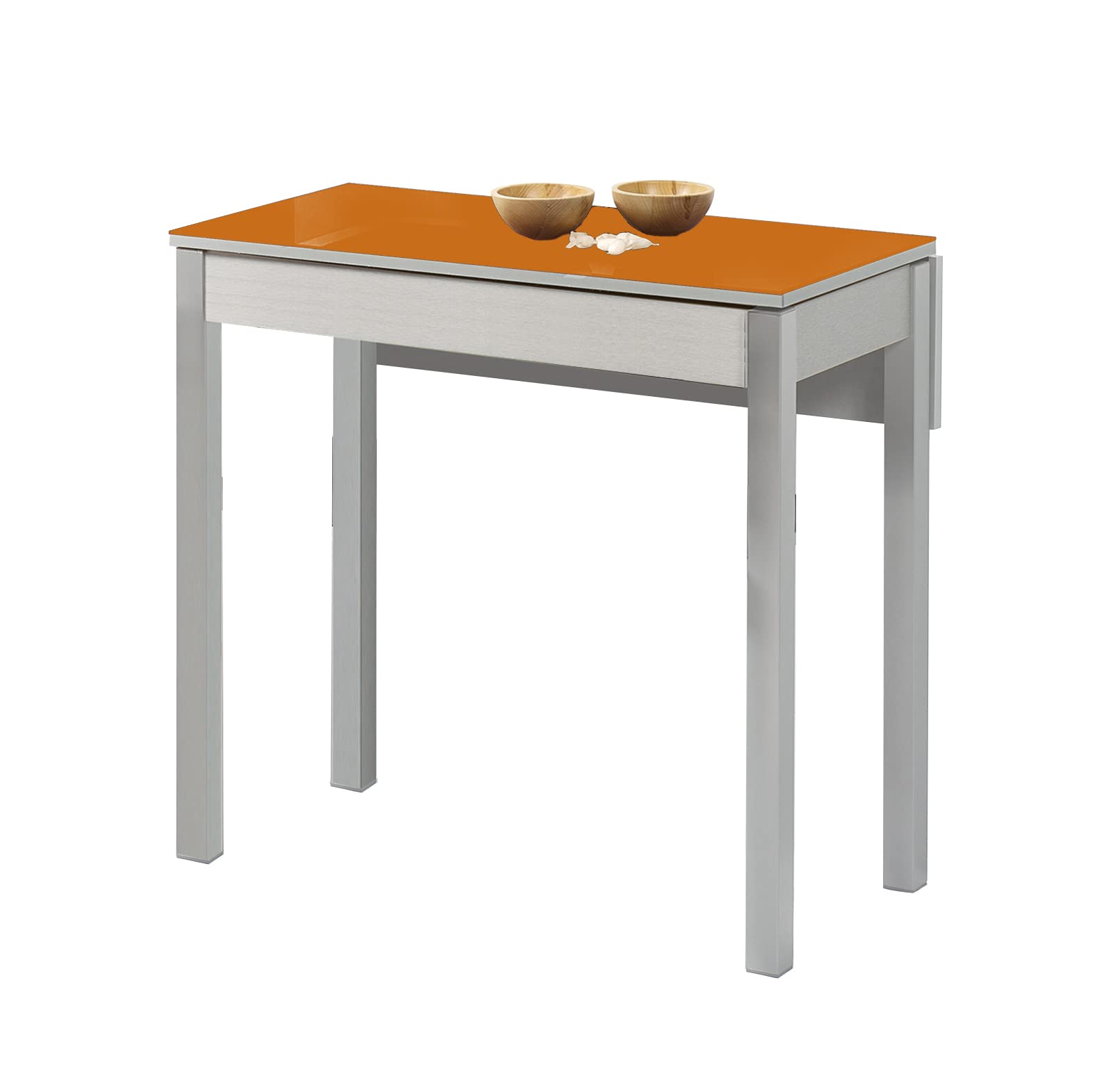 Table de cuisine orange rabattable ASTIMESA, meuble repas pour studio