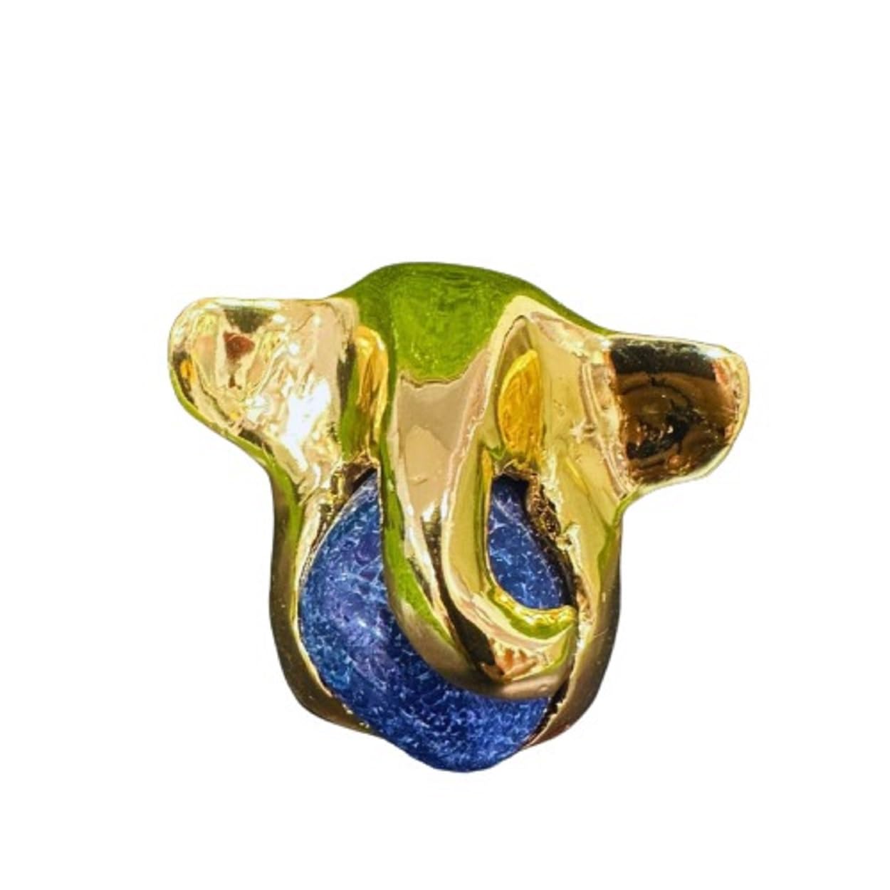 Creative Awards and Rewards I Big Ear Ganesh Blue Stone Looking Pebble Fused with Ganpati Metal Gold Finish Can Be Personalized Gifting Festivals 2 x 2 Inches.