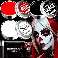 White Black Red Face Paint Halloween Makeup - Face Painting Kit SFX Makeup, Kids Adults Face Paints Halloween Facepaints Set for Zombie Vampire Skeleton Joker Clown Body Paint Halloween Make up