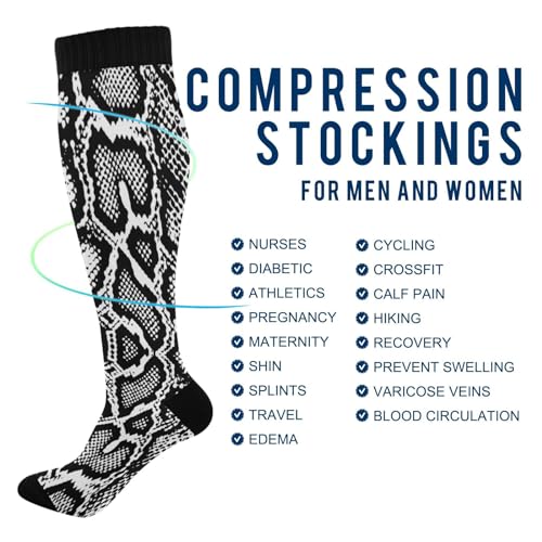 Image of Compression Socks for Men Women Colorful Knee High Socks Support for Athletic Sport Running Hiking Fitness