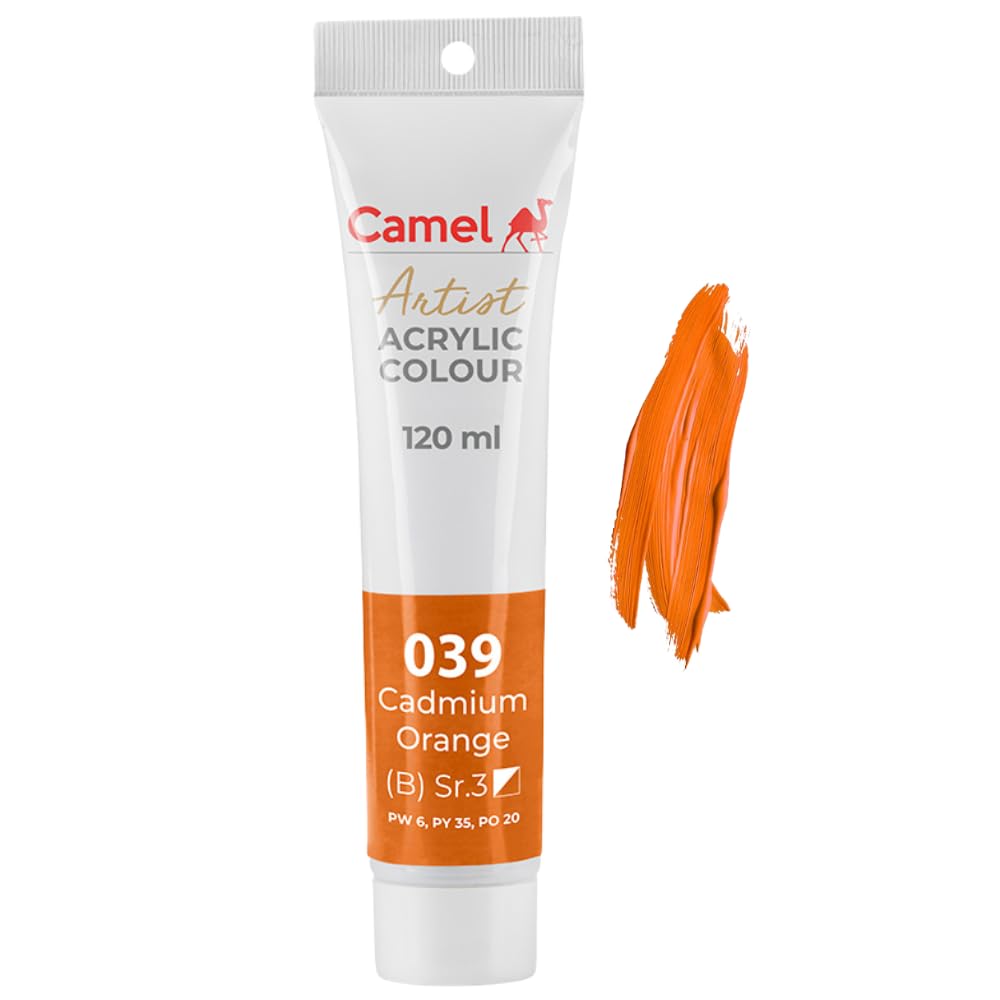 Camlin Kokuyo Artist Acrylic Colour Tubes 120ml Cadmium Orange 039-picture-16