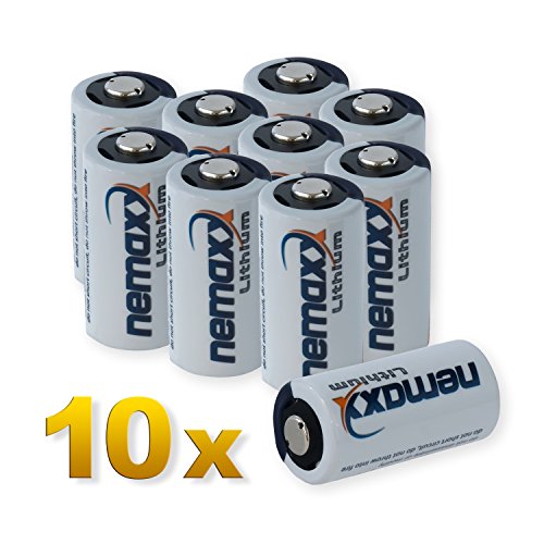Nemaxx 3V Photo Lithium Batterij CR123A Fotobatterij Fotobatterij met 1700mAh in 10-pack (5x blister)
