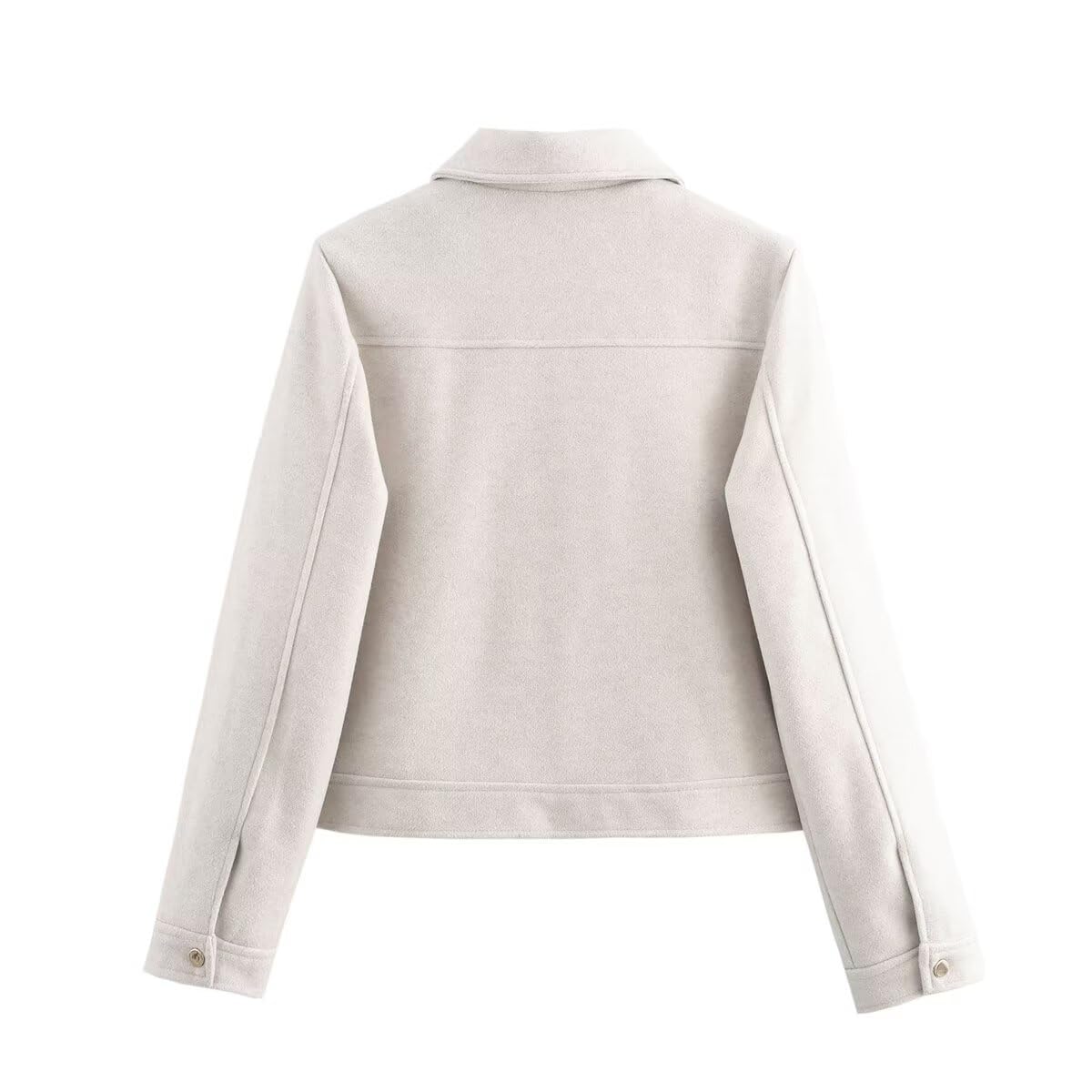 Abrigo De Lana para Mujer, con Cremallera, Gabardina Corta, Abrigo De Mezcla De Lana De Manga Larga, Chaqueta Corta con Cuello De Solapa para Oficina, Abrigo De Invierno Y Otoño con Bolsillos
