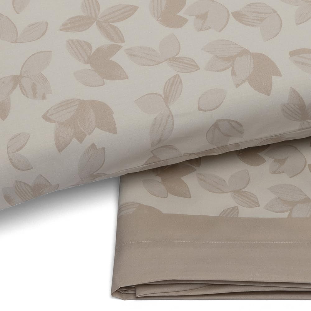 Foppapedretti Notte & Nature Bed Linen Set, Single Bed, Flat Sheet, Corner Sheet and Pillowcase; Sand Leaves 100% Cotton, Made in Italy - Image 2