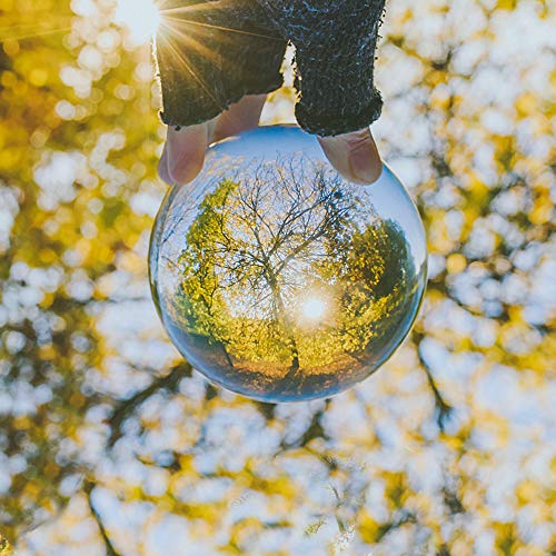 Kioneer, Sfera di cristallo trasparente con supporto, 110 mm, ideale come ornamento e decorazione per la casa o per una festa, Cristallo, 2.36in(6cm)