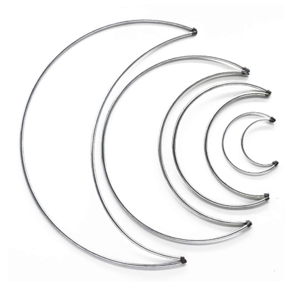 04 pcs dream catcher rings dream catcher metal hoops moon, heart and star shaped macrame ring for crafts, macrame wall hanging, wedding wreath decor. (moon set - 4 pcs)
