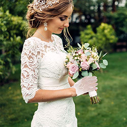 KESYOO Luvas de Niva Elegante Pérla Curta Renda Luvas de DedCheiLuvas de Niva Mulheres Meninas Aóris