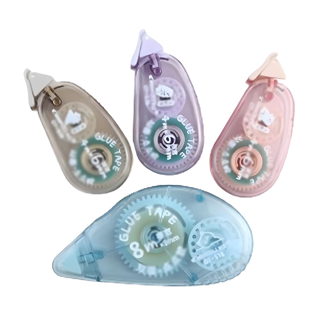 ZXUPOI 4 Pcs Adhesivo Doble Cara Dispensador,Cinta Pegamento Roller, Rodillo de Pegamento,Cinta Adhesiva de Doble Cara,Rodillos de Pegamento Transparente de Doble,para Manualidades,Tarjetas
