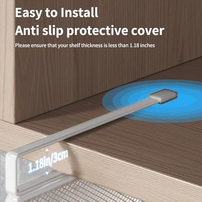 Expandable Under Shelf Basket Organizer, Under Shelf Storage, Hanging Baskets Under Cabinet for Pantry Kitchen Cupboard Desk Counter Bookshelf Space Saver Heavy Duty Slide-in (white, 2 Pack)