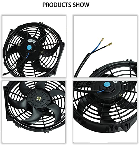 Fsbcgt NS1941 2Pcs 10 Inch Universal High Performance Slim Fan Push Pull Electric Radiator Cooling Fan 12V 80W Mount Kit Black thumb #3
