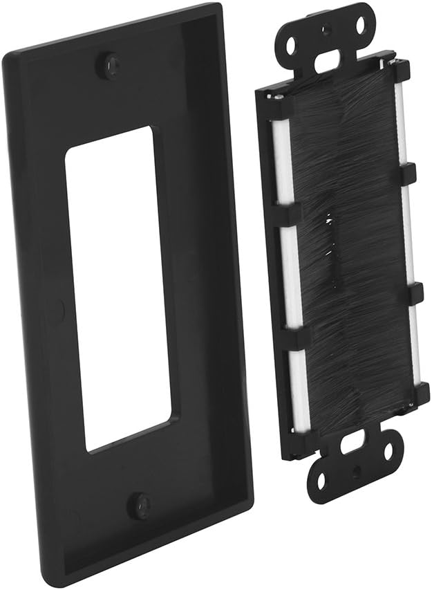 Discount 90% VCE 2-Pack Single Brush Wall Plate Cable Pass Through Insert for Wires, Single Gang Cable Access Strap, Wall Socket for HDTV, Home Theater Systems - Black Limited VCE 2-Pack Single Brush Wall Plate Cable Pass Through Insert for Wires, Single Gang Cable Access Strap, Wall Socket for HDTV, Home Theater Systems - Black