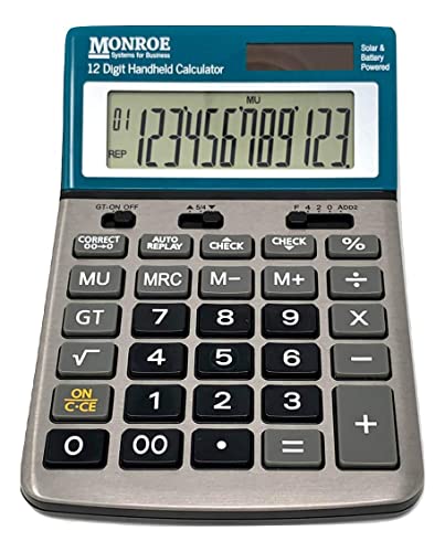 Monroe Handheld 12-Digit Paperless Calculator With Check And Correct Functionality #TOP16