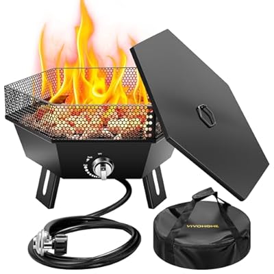 VIVOHOME Portable 58,000 BTU Propane Fire Pit, 20-Inch Smokeless Outdoor Design with Carry Bag, Tank Holder, Ideal for Patio, Backyard, Camping, Tailgating, Deck, RV