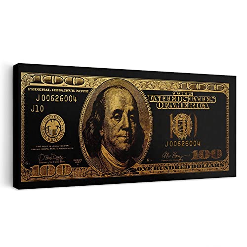 Black Glod Graffiti Art 100 Bill Cash Money Benjamin Franklin Dollar Money Pop Art Wall Art Deco Print Poster for Office Wall Art 24"x48"