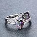 Merthus 6x6mm Heart Shape Simulated Mystic Rainbow Topaz 925 Sterling Silver Double Heart Promise Ring for Women Size 9