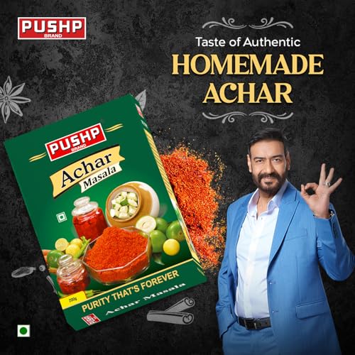 Image of Pushp Brand Achar Masala | 200G Box | Premium Blend of Traditional Spices | Ready-to-Use Pickle Mix | Authentic Homemade Pickle Masala | No Added Preservatives (Pack of 5)