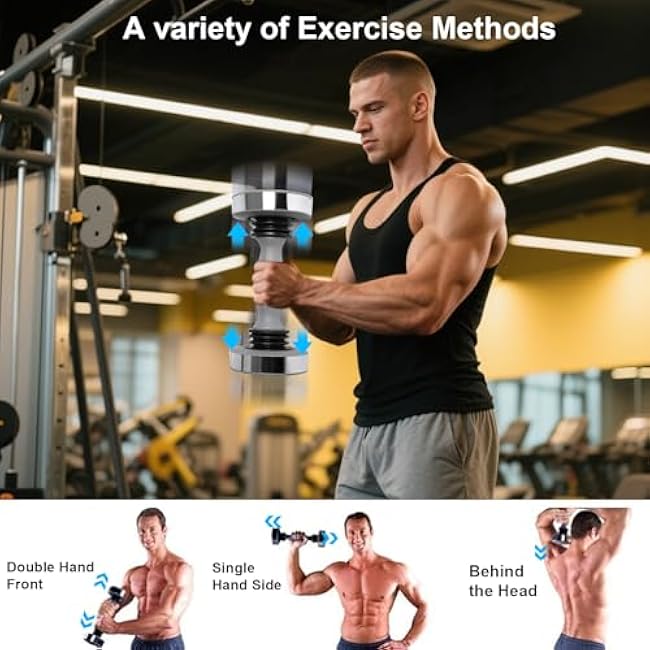 2025 Fitness Equipment Shaking Dumbbells - Single Dumbbell Weight Exercise Core Muscle for Shoulders, Chest, Biceps, Triceps, Forearm Exercises, Toning Shake Dumbbell for Man Women(Silver)