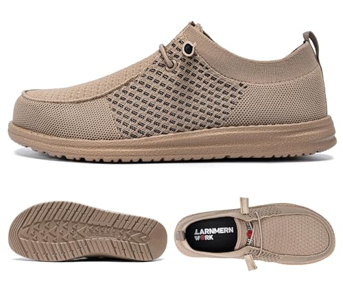 Image of LARNMERN Slip On Steel Toe Shoes Men Lightweight Comfortable Lounging Walking Sneakers Steel Toe Loafers