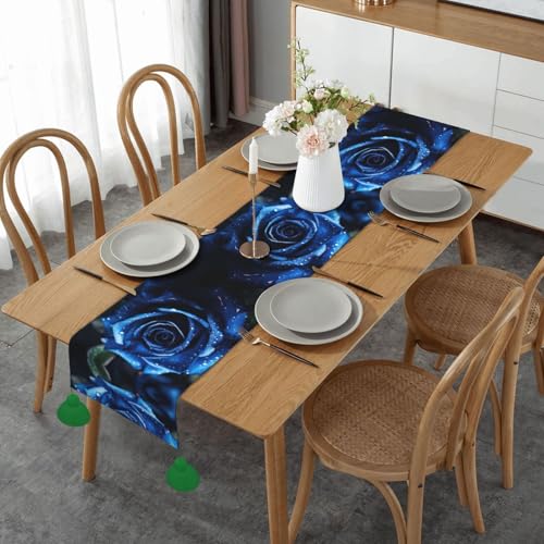 Chemin de table imprimé rose bleu résistant pour table basse
