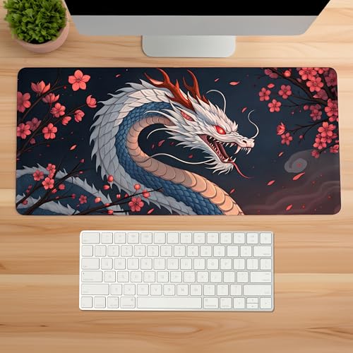 Image of Sakura Guardian Premium Desk Mat | Anti-Skid | Anti-Slip | 80 x 30 cm | Laptop Mat for Work from Home /Office /Gaming- Extended Mouse pad and Keyboard Desk mat