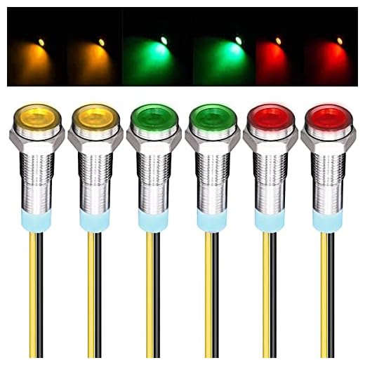 GUUZI 6 Piezas 220V-230V 6mm Panel LED Piloto Dash Luz de Advertencia Indicador Lámpara Luz Indicadora Lámpara Piloto Dash Bombillas direccionales (Rojo/Amarillo/Verde)