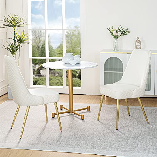 Comfy To Go Dining Chairs, Velvet Dining Chairs Set Of 6, Mid Century Modern Dining Room Chairs With High Back And Gold Legs(White) #TOP4