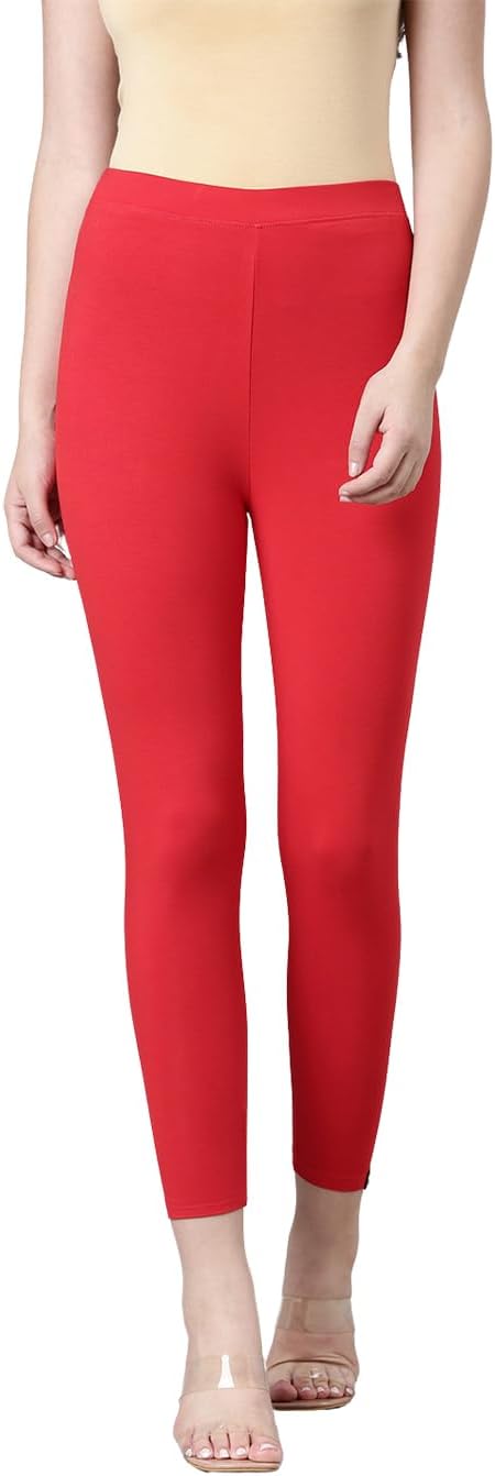 TWIN BIRDS Tailored Cut & Classic Fit Stretchable Viscose Elasthane Fabric Mid-Rise Skinny Fit High Ankle Length/Cropped Length Leggings for Women
