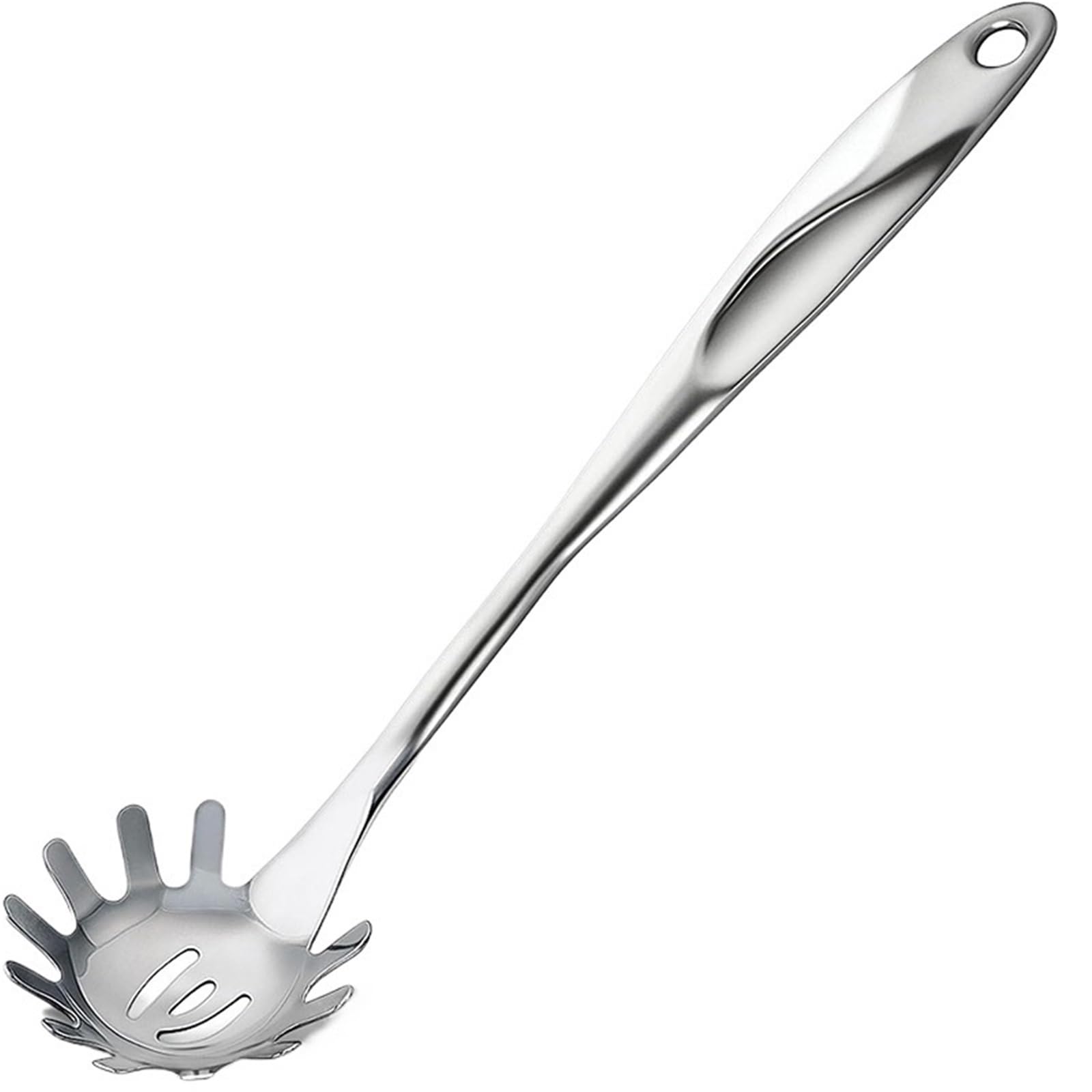 Cuchara para espaguetis de acero inoxidable premium de 13 pulgadas con tenedor para pasta larga