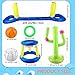 Cagemoga 3 Sets of Inflatable Pool Float Includes 96 Inch Floating Volleyball Net Inflatable Pool Basketball Hoop Blow up Cactus Ring Toss Game for Kids Adults Summer Water Activities Pool Beach Party