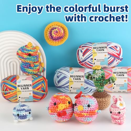 Image of 120g Rainbow Color Yarn for Crocheting and Knitting; Rainbow Yarn for Beginners with Easy-to-See Stitches;Worsted-Weight Medium #4;Yarn for Beginners Crochet Kit Making
