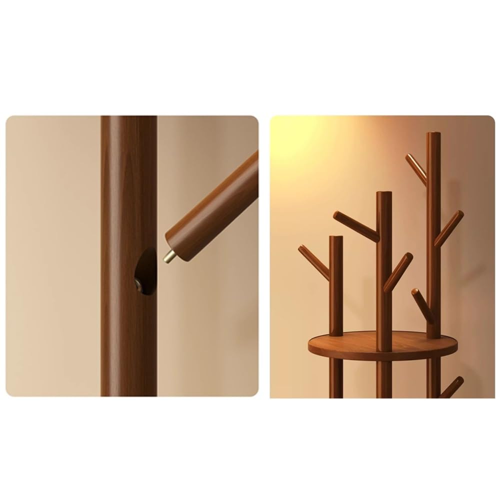 GLigeT Garderobenständer Massivholz Rotierenden Mantel Rack Boden Kleiderbügel Schlafzimmer Haushalt Lagerung Rack Vertikale Kleidung Rack Wohnzimmer Kleidung Rack Jackenständer(Bruin)