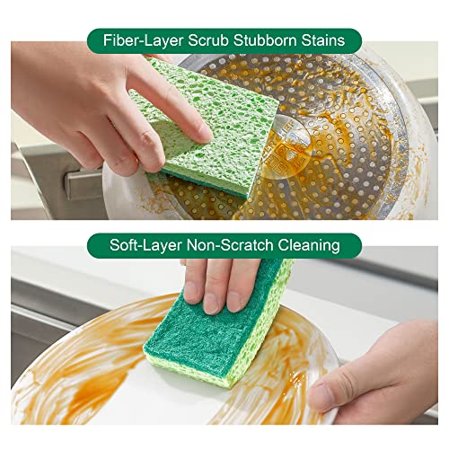 Image of JOYMOOP Clean Sponges,Dual-Sided Non-Scratch Soft Scrub Dish Sponge, Safe for Non-Stick Cookware, Kitchen and Household Cleaning, Pack of 6 Scrubbing Sponges