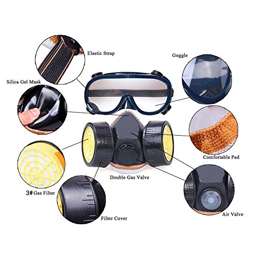 Vktech Industrial Gas Chemical Anti-Dust Respirator Mask Goggles Set (Style B) - Thumbnail 4