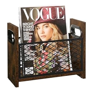 Magazine Holder, Magazine Rack for Desktop and Home Office, Farmhouse File Storage Basket for Letters, Magazines, Books, Newspapers (Small)