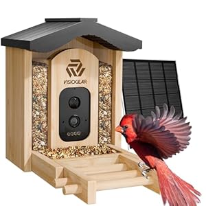 Bird Feeder with Camera, Smart Bird Feeder for Outdoors, Wild Bird Feeders with Solar Panel Bamboo Bird House Camera for Bird Lovers, AI Auto Capture Bird & Real-time Notification (Gable) Bird Feeder with Camera Smart Bird Feeder for Outdoors Wild Bird Feeders with Solar Panel Bamboo Bird House Camera for Bird Lovers AI Auto Capture Bird Real time Notification Gable