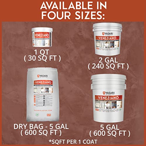 Vasari Lime Plaster & Paint | Veneziano Plaster (Smooth Finish) | Made From Natural Lime And Powdered Marble | Color: Natural White #1 | Size: 36 Lbs Dry Bag (Makes 5 Gallons Plaster) #TOP5