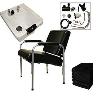 Ceramic Shampoo Bowl with Auto Reclining Chair for Salon Spa Beauty Equipment (White)