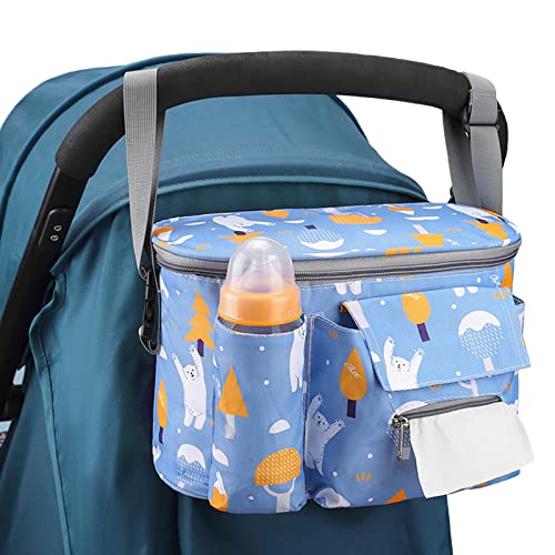 Organizador para Cochecitos de Bebé, Bolsa de Cochecito Impermeable, Bolsa Carrito Bebe con Correa para el Hombro Ajustable Libremente, para Silla de Paseo