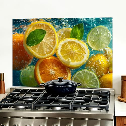 Image of Lemon Orange Citrus Backsplash Peel and Stick, 35.4x23.6 in