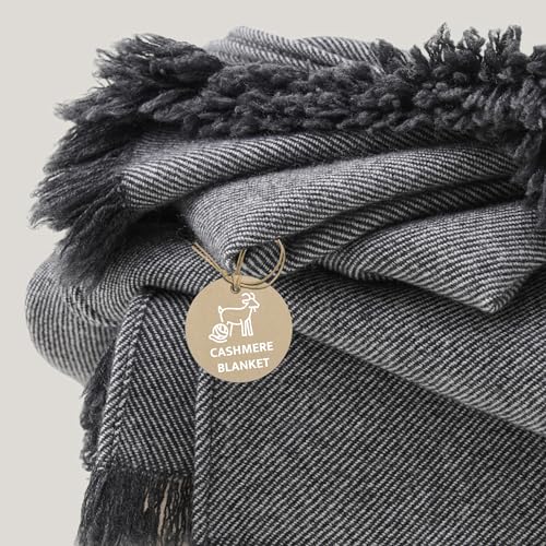 Double Stitch Cashmere Wool Throw Blanket,...