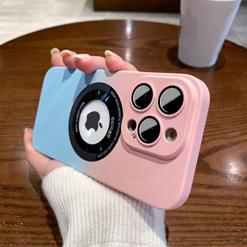 Protection Magsafe iPhone 13 Pro Max rose bleu mat pour shooting et charge sans fil