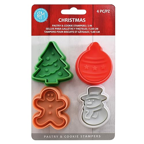 Catálogo de Moldes de galletas de jengibre - los preferidos. 48 R & M International 470 - Sello para repostería, galletas y fondant, Navidad, Plateado, Standard 2' (4-Piece Set), 1