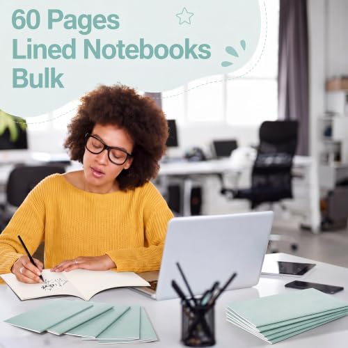 Image of 100 Pcs A5 Journals Notebooks Bulk,Sage Green,Lined | Kraft Softcover Small Notebooks 5.5 Inch x 8.3 Inch Notepads with 60 Page 30 Sheet for Writing Sketch Travel Office Supplies
