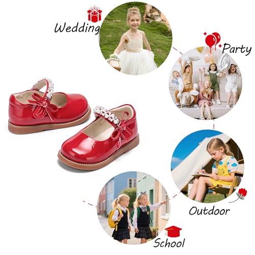 Image of PHIRAMIN Toddler Girl Mary Jane Student Oxford Shoes-Little Girl School Uniform Shoes for Wedding Party